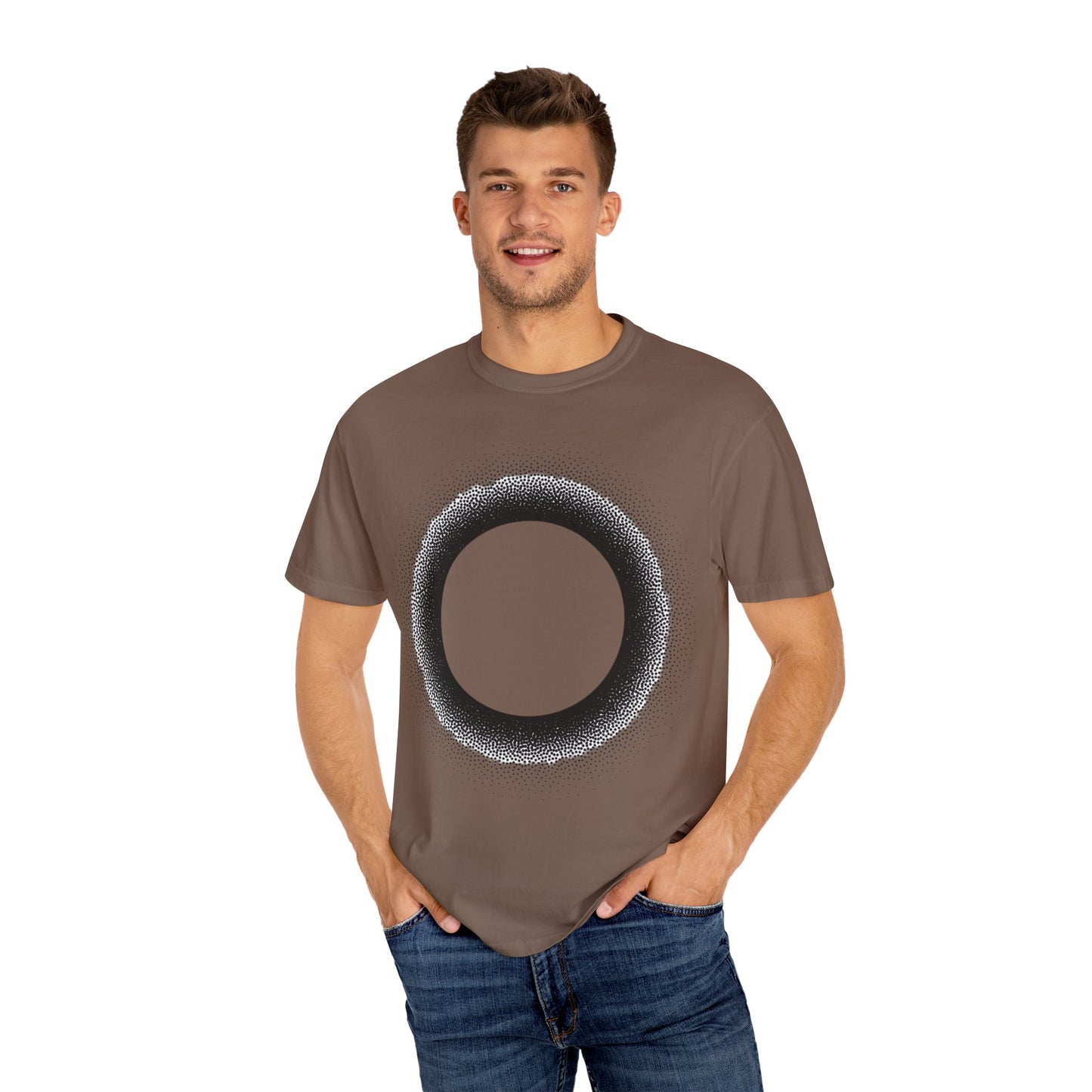 Unisex Garment-Dyed T-Shirt with Minimalist Black Circle Design