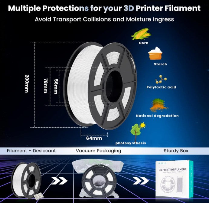 Sunlu PLA Black Filament - High Quality 3D Printing Material